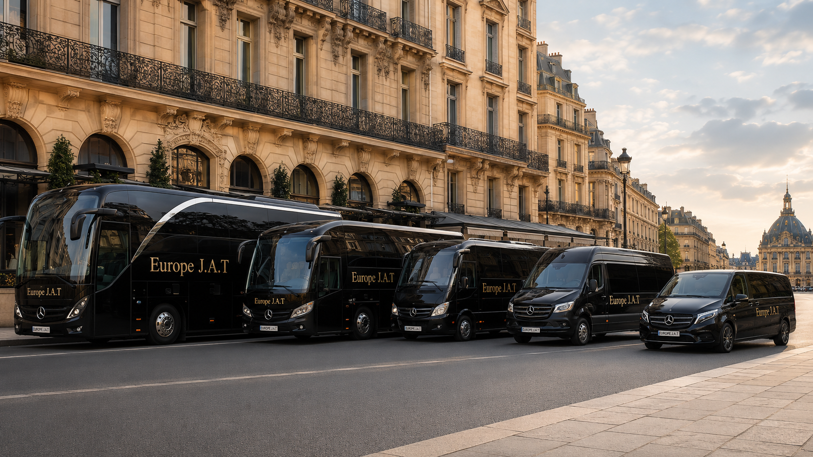 Europe JAT luxury black coach, minibus and van fleet